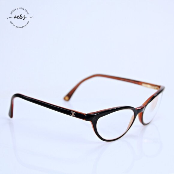 Chanel Cat Eye Vintage Eyeglasses Frame Black Brown Gold 50-17-140 - Picture 8 of 13